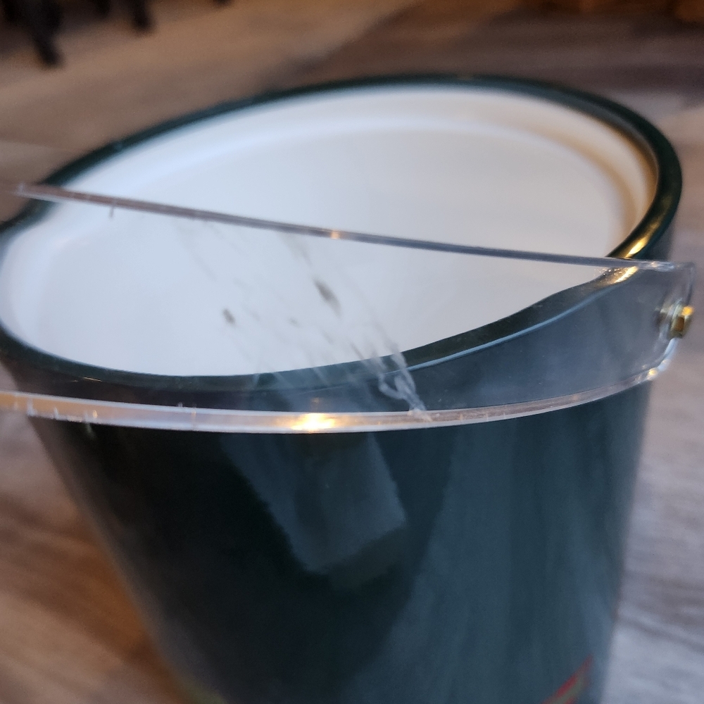 Vintage Georges Briard Christmas Ice Bucket Green Plaid MCM Barware Vinyl USA - Picture 8 of 9